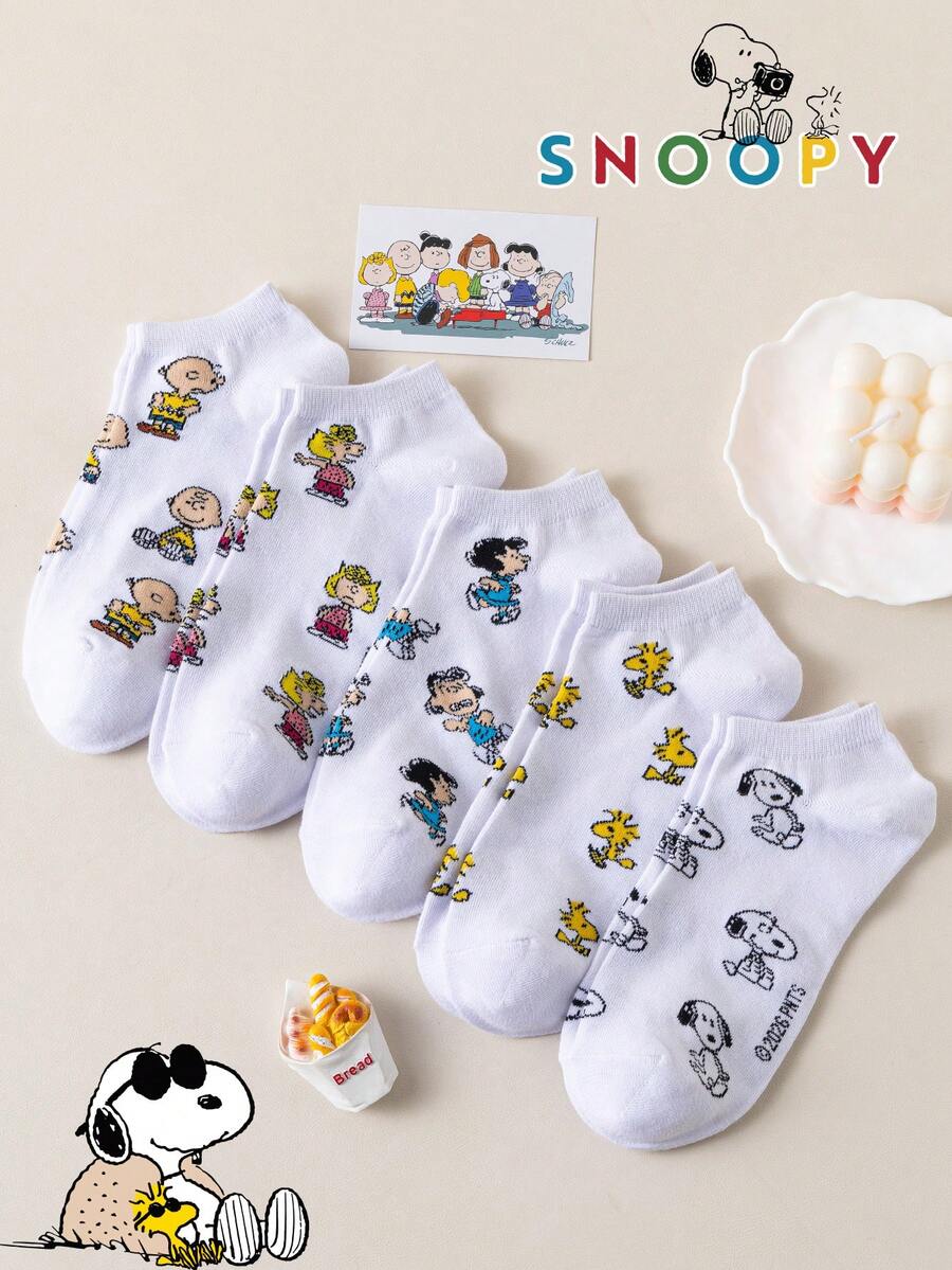 10/5/1 Paar Snoopy Herren Kurzsocken, Welpenmuster Niedrige Socken, Schweißabsorbierend Lässig Vielseitig Mode Sport Socken, Cartoon - Verschiedenfarbig - Übersicht 1
