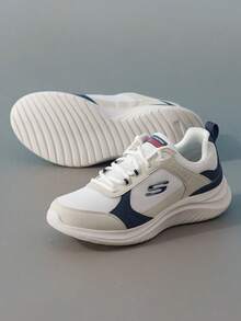 Skechers FLECTION 3.0 男士系带休闲运动鞋，减震跑步鞋，适合慢跑、旅行、日常休闲户外穿着 - 乳白色 - 查看 3