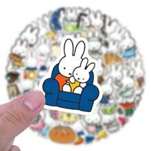 MIFFY 100張兔子防水貼紙，可愛兔子角色與日常場景混搭，乙烯基材質可直接黏貼，適合裝飾吉他、手機等 - 彩色 - 查看 8