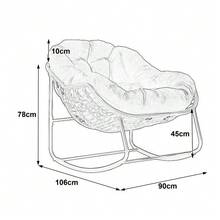 Outdoor Rattan Rocking Chair,Padded Cushion Rocker Recliner Chair Outdoor For Front Porch, Living Room, Patio, Garden, Gray - Gray - View 5