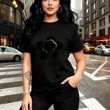 Camiseta de mujer con estampado floral vibrante y frases inspiradoras en español - diseño fresco y cómodo, estilo casual chic perfecto para el clima cálido - ideal para celebraciones del Día de la Madre, fiestas familiares y como regalo especial para - Negro - Ver 11