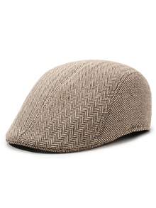 1pc Unisex Retro Fishbone Pattern Newsboy Cap, Classic Silhouette Wool Blend Newsboy Hat, Suitable For All Seasons - Style 1 - View 8