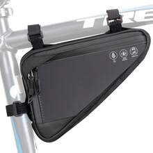WOTOW Bike Frame Storage Bag, Water Resistant Reflective Bicycle Triangle Bag With Two Side Pockets, Strap-On Under Seat Tool Accessories Pouch For Mountain Road Bike Trip (2L) - Black - View 1