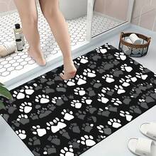 1 pieza, Decoración del hogar, Alfombra de barro de diatomeas con estampado de huella de pata, Fácil de limpiar, Impresión 3D rectangular, Adecuada para entrada, sala de estar, cocina, dormitorio, pasillo, baño, lavandería - Alfombra de poliéster, Adecuada para decoración del hogar interior y exterior - Multicolor - Ver 6