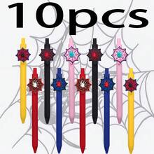 10pcs Spider Web Embossed Signature Pens, Black Ink, Spider Web Decorative Ballpoint Pens, Theme Party Decoration Pens - A - View 8