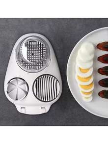 1pc Heavy Duty Manual Egg Slicer, Chopper And Cutter - This Multi-Functional Egg Cutting Device Features A Circular Blade For Precise Cutting. It Is A Convenient Kitchen Tool For Making Omelets And Salads - White - View 12
