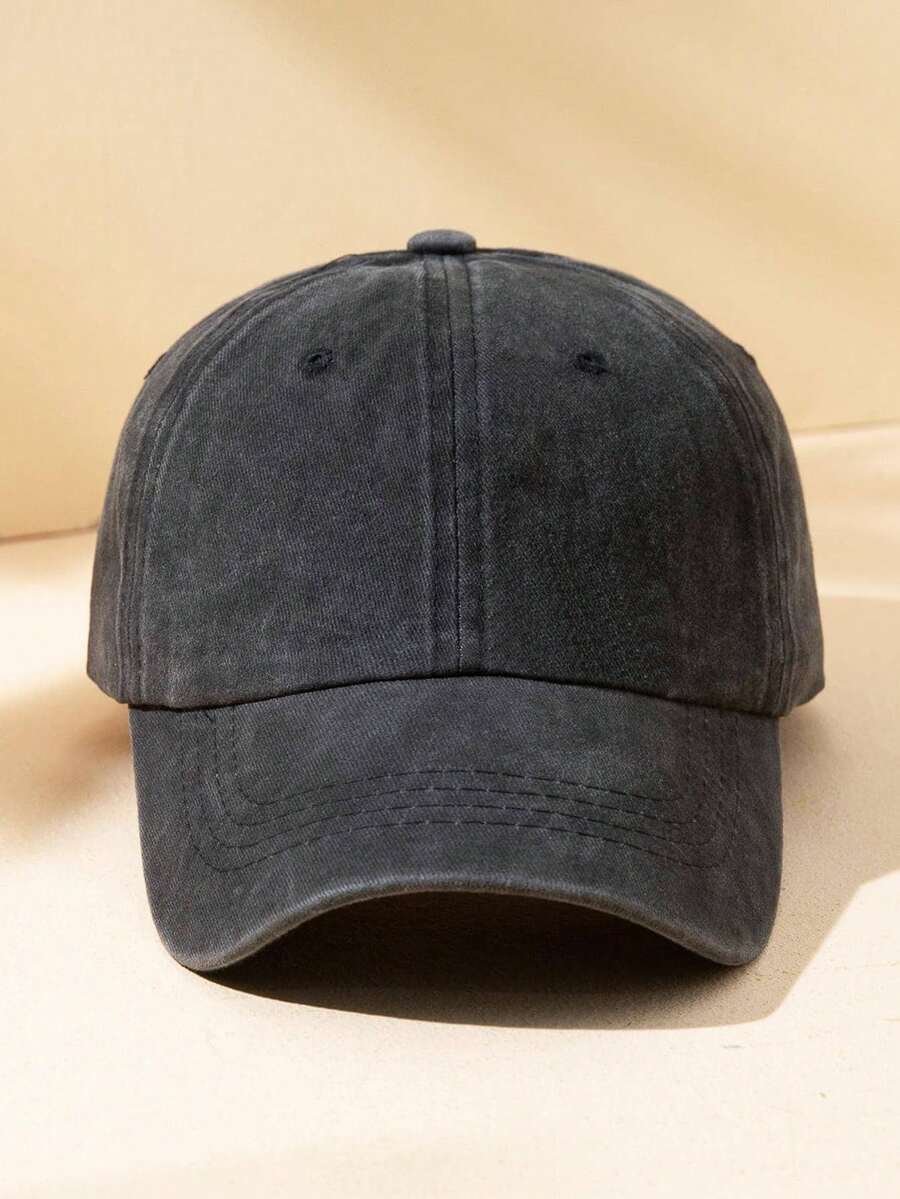 Men's Solid Baseball Cap, Casual - Dark Grey - View 1