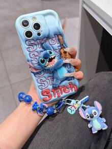 Disney Has Authorized, Phone Case - Chain Set, The Stitch Lilo & Stitch 3D Phone Case Plus A Silicone 3D Stitch Bracelet With Metallic Ring Removable Bracelet, Stitch And Angel Pattern, Compatible With Iphone17/16/15/14/13/12/11/XS/XR/X Plus Pro Max, A Stylish Cartoon Phone Case, The Perfect Gift Choice, Phone Protection, Durable Phone Cover, Great Gift For Friends And Family. - trắng - Xem 1