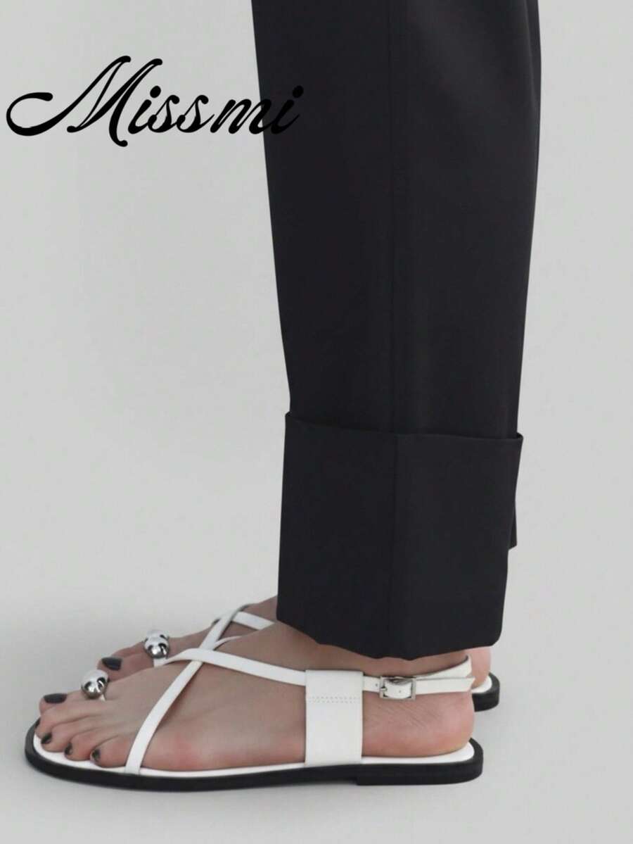 Summer New Metal Decor Strap Flat Sandals For Women