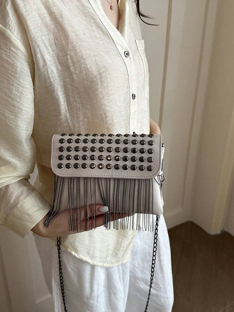 Bolso de hombro cruzado con borlas de cítricos naranjas - Rosa Pálido - Ver 1