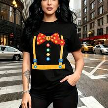 Camiseta de mujer con estampado gráfico colorido de lazo amarillo y tirantes - diseño divertido y atrevido, ajuste cómodo y moderno, estilo urbano para ciudad - ideal para paseos por la calle, salidas casuales y regalo perfecto para mamá, esposa, nov - Negro - Ver 1