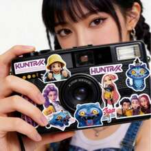 57Pcs K-Pop Girl Group Waterproof Stickers Set, Q-Style & Realistic Member Stage Daily Designs, Self-Adhesive Reusable Decals For Journal Notebook DIY, Fan Collectible Gift - MultiWarna - View 10