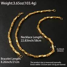 1 Stück/Set personalisierter 18K vergoldeter Edelstahl geometrischer Bambus Halskette und Armband Set, geeignet für Lässig, Streetwear, Hip-Hop, Bühne, Party, Musikfestival Anlässe - Gold - Übersicht 9