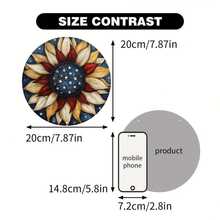 Letrero de decoración de pared de metal vintage redondo, pintura de hojalata de girasol con cielo estrellado azul, adorno colgante plano 2D para cafetería y cabaña de playa, decoración artística para patio y sala de estar, arte de pared estilo jardín de verano - A - Ver 3