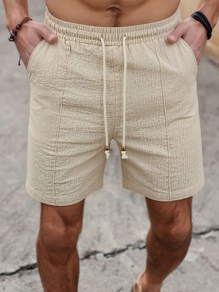 Men's Casual Shorts, Comfortable Breathable Pleated Pants - Khaki - View 1