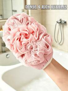 2/1pc 2-In-1 Reversible Exfoliating Bath Glove & Loofah, Dual-Sided Body Scrubber Shower Puff, Bargain Travel Essentials, Gentle Exfoliation Deep Cleansing Dead Skin, Soft Mesh Elastic Strap, Rich Lather Bath Accessory For Women Men Home Daily Use - Multicolor - View 3