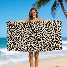 1pc Classic Leopard Print Full Pattern Beach Towel, Sand-Proof Quick-Dry Absorbent Microfiber Pool Towel, Animal Print Lightweight Summer Travel Swimming Beach Accessory - A - View 2