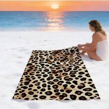1pc Classic Leopard Print Full Pattern Beach Towel, Sand-Proof Quick-Dry Absorbent Microfiber Pool Towel, Animal Print Lightweight Summer Travel Swimming Beach Accessory - D - View 10