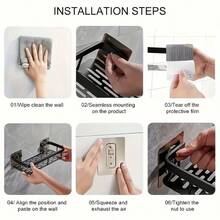 No-Drill Bathroom Shower Caddy, Wall-Mounted Rust-Proof Corner Shower Rack, Large Capacity Luxury Bathroom Kitchen Storage Rack - No-Drill Wall-Mounted Bathroom Storage Rack, Convenient For Access And Organization, Suitable For Kitchen And Home, Store Toiletries, Cosmetics And Miscellaneous Items - Multiple Styles - View 10