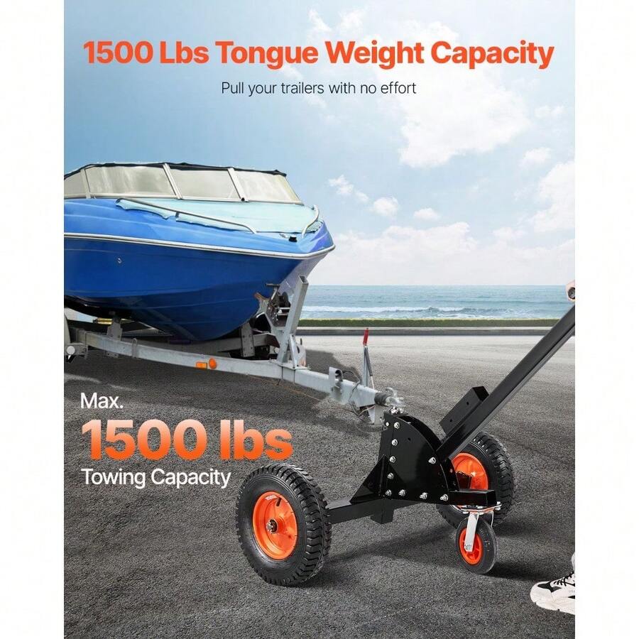 Heavy-Duty Trailer Dolly, 1500lbs Tongue Weight Capacity, 2 In 1 Trailer Mover With 2 In Ball, 16 In Pneumatic Tires And Universal Wheel, Portable Tow Dolly For Moving Car RV Trailer - Default - View 1