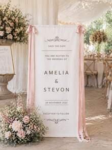 Customized Wedding Welcome Sign, Wedding Fabric Welcome Sign, Modern Wedding Welcome Banner, Fabric Sign Customized Wedding Banner, Bohemian Wedding, Bridal Shower Sign Personalized Name Customized Wedding Sign, Customized Minimalist Welcome Sign, Fabric Welcome Sign, Wedding Decor, Customized Fabric Wedding Sign, Personalized Party Decor, Minimalist Sign, Fabric Sign, Wedding Wedding Welcome Sign, 3 Types Of Fabrics For Banners, Personalized Party Decor, Minimalist Sign, Fabric Sign, Wedding Wedding Welcome Sign - Multicolor - View 4
