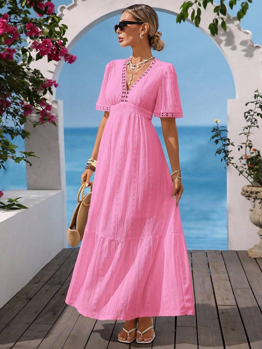 Women Midi Dresses - Rose - View 1