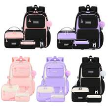 3pcs Girls Fashion Backpack, Portable Small Bag And Handbag Set, Lightweight With Adjustable Shoulder Strap, Multi-Compartment Large Capacity Backpack, Double Zipper Closure, Fade-Resistant, Wipe Clean - Suitable For School, Travel And Daily Use - Sets - View 7