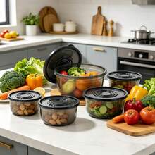 Smoky Black 14 Pcs Food Storage Containers, PP, Stackable Nesting Prep Bowls, Microwave Compatible Lunch Box, Fridge Storage For School Office Picnic, Spice & Snack Storage - View 5