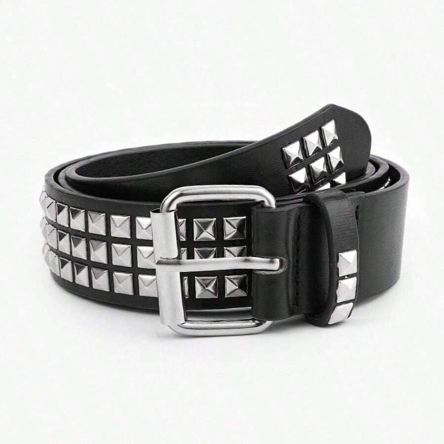 1 Stück Herren Niet Punk Stil Stift PU Leder Gürtel, geeignet für Halloween, Sommer, Schule lässig, Geschäftsanlässe, kann als Freund, Ehemann, Vater, Herren Alltags-Accessoire, Modeartikel, Teenager, Outdoor, Urlaub, Sport, Reise, Bohemien Stil, Vintage Herbst Accessoire, geeignet für Teenager, Jugendliche, Herren, lässig, Outdoor, Sport, Urlaub, Abschlussgeschenk, Geburtstagsgeschenk, Alltagskleidung. - Verschiedenfarbig - Übersicht 1