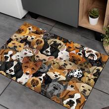 1pc, Home Decor, Puppy Pattern Print, Diatomaceous Earth Rug, Easy To Clean, 3D Print Rectangular, Suitable For Doorway, Living Room, Kitchen, Bedroom, Hallway, Bathroom, Laundry Room - Polyester Rug, Suitable For Indoor And Outdoor Home Decor - Multicolor - View 7