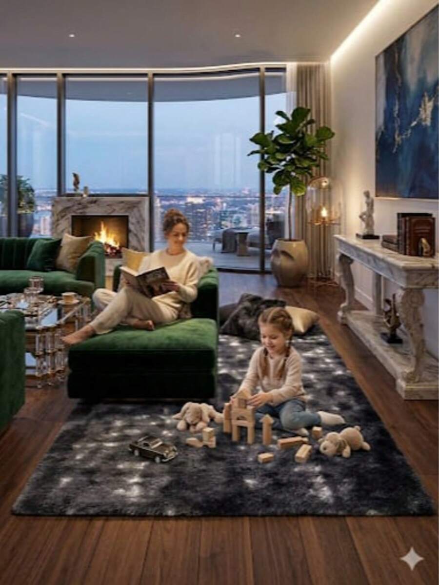 Luxury Shaggy Rug For Living Room Or Bedroom 2.00 X 1.40 - 淺灰色 - 查看 1