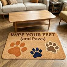 1pc "Wipe Your Feet (And Paws)" Print Flannel Doormat, Neutral Tone Non-Slip Absorbent Floor Rug, Soft Washable Indoor Entrance Mat, Pet Lover Home Decor Carpet.Carpet,Rug,Carpet Living Room,Kitchen Mat,Carpet For Bedroom,Bathroom Mat - 1PC - View 12