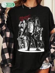 MMichael Jackson Stage Evolution Moonwalk Graphic Cotton T-Shirt Unisex Fan Tee.Png - Black - View 1