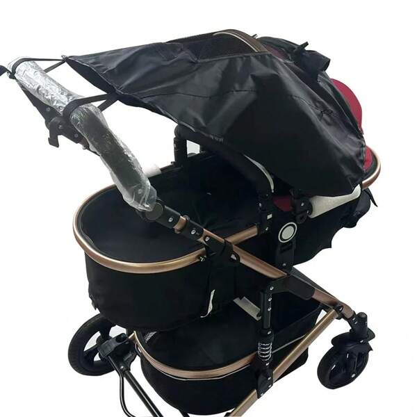 Cochecito de bebé bidireccional de alta visibilidad con parasol y capota de protección