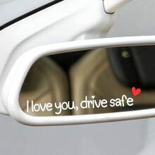 Autocollant plat 2D pour voiture << I Love You, Drive Safely » - Autocollant mignon pour femme, motif cœur noir et rouge, autocollant en vinyle auto-adhésif, convient au rétroviseur, idéal pour la sécurité en voiture. - A - Voir 6