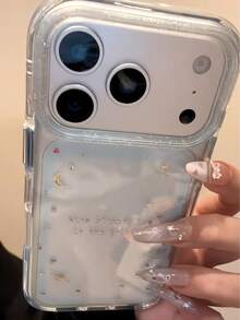 Funda Protectora de Cobertura Completa a Prueba de Golpes con Estilo Coreano de Nicho, Diseño de Corazón de Dibujos Animados, Lazo y Nota Musical, Compatible con iPhone 17 Pro Max, 16, 15, 16 Pro Max, 17, Creativa y Personalizada con Acabado Dorado - transparente - Ver 4
