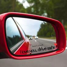 Autocollant plat 2D pour voiture << I Love You, Drive Safely » - Autocollant mignon pour femme, motif cœur noir et rouge, autocollant en vinyle auto-adhésif, convient au rétroviseur, idéal pour la sécurité en voiture. - A - Voir 4