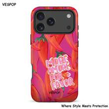 VESPOP Funda de teléfono a contraste de dulce y picante - Funda dura de doble capa a prueba de golpes con diseño brillante y vibrante de color rojo brillante de chile, adecuada para iPhone 17/16/15/14/13 Pro Max, Galaxy S26/S25/S24 Ultra, Pixel 10/9/8 Pro - Color mixto 1 - Ver 8