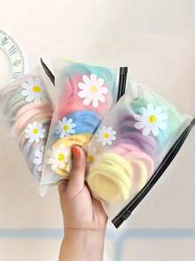10/20/50PCS Daisy Pattern Storage Bags, Lightweight Multifunctional Makeup Pouch, Zipper Bag, Translucent Frosted Edge Student Stationery Pencil Case, Plastic Film Bag, Sealed Pocket, Suitable For Travel, Work, Picnic Use,Back To School,Back To School - Multicolor - View 8