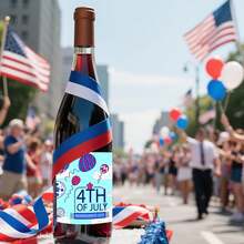 12pcs Paper 4th Of July Wine Bottle Labels, 4th Of July Stickers, Patriotic Wine Bottle Stickers, Independence Day Stickers, Patriotic Party Decorations, Holiday Party Decorations (4 Styles), Gift Packaging Labels - View 4