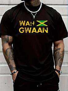 100% Cotton Wah Gwaan Jamaica Flag Jamaican Pride Reggae Vacation TShirt T-Shirt Women's Men Graphic Tee - Đen 12 - Xem 1