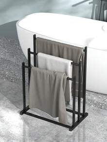 Modern Freestanding Metal Towel Rack – Multipurpose Bath Towel Holder, Poolside Towel Stand, Bedroom And Bathroom Robe And Sleepwear Rack – Sturdy, Movable Storage Hanging Bar For Drying – No Power Needed - Multicolor - View 5