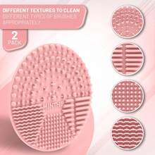 Makeup Brush Cleaner |   2 Pack |   Silicone Make Up Cleaning Pad - Pink - View 3