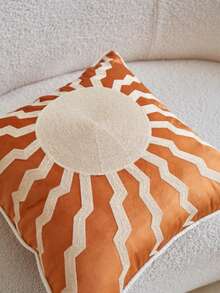 LCUHPCL 1pc Summer Velvet 3D Embossed Sun Wave Pattern Embroidered Throw Pillow Cover, Home Decor For Living Room, Bedroom, Party - Multicolor - View 8