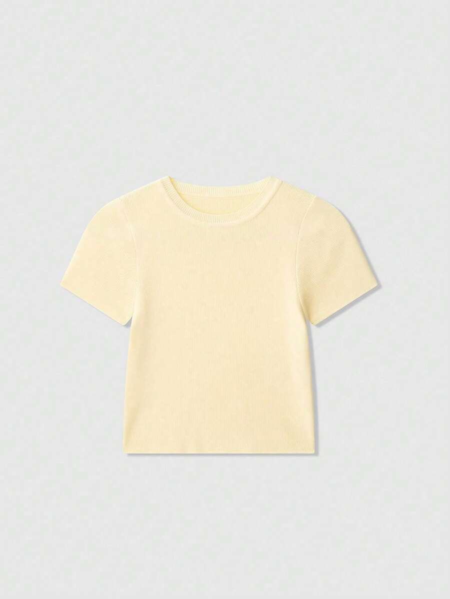 Camiseta casual de verano con estampado de rayas - Amarillo - Ver 1