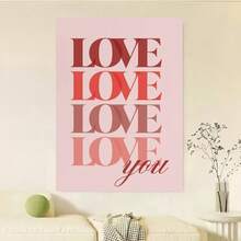 Enmarcado Póster plano 2D  "Te amo" |  con tipografía romántica, arte mural vintage, obra de arte moderna, ideal para regalo, decoración del hogar y dormitorio, adecuado para dormitorio, sala de estar, comedor. - Enmarcado - Ver 2