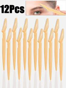 30pcs/Set Yellow Eyebrow Razor & Shaving Razor Set, Eyebrow Razor & Shaving Razor, Exfoliating Skin Hair Removal Tool, Body Hair Removal Trimmer And Facial & Eyebrow Razor Set, Long Handle Blade With Precision Cap, Women's Eyebrow Shaping Tool, Suitable For Home Or Travel Use - Yellow - View 7