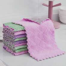 1-5 piezas Juego de toallas de cocina y paños de microfibra súper absorbentes de color aleatorio - Adecuado para uso diario en la cocina y restaurantes - Rectangular - Ver 1