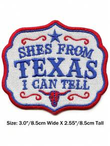 1件/2件/3件/4件 She's From Texas 德州風格音樂字體刺繡燙貼布章，復古外觀 - 彩色 - 查看 3