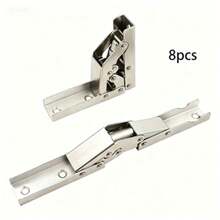6/8pcs Modern Silver 90 Degree Folding Hinges, Slotless Embedded Installation, 180 Degree Tabletop Support, Cabinet Hidden Design - A - View 8